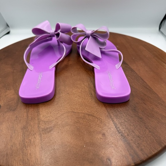JEFFREY CAMPBELL Sugary Flip Flop Lilac Shiny Jelly Bow Thong Sandal Women's 10 - Picture 4 of 11